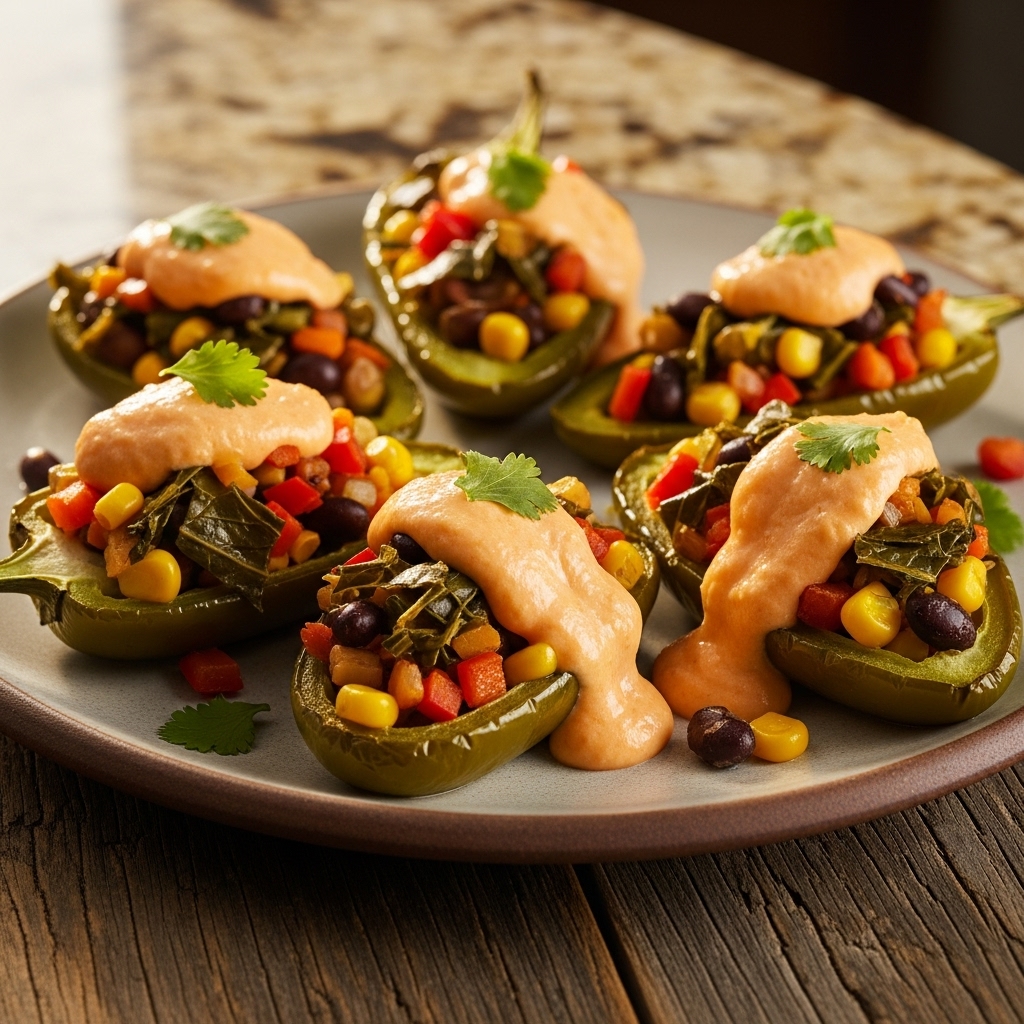 Southern Veggie-Stuffed Jalapeño Poppers with Creamy Pimento Cheese Recipe
